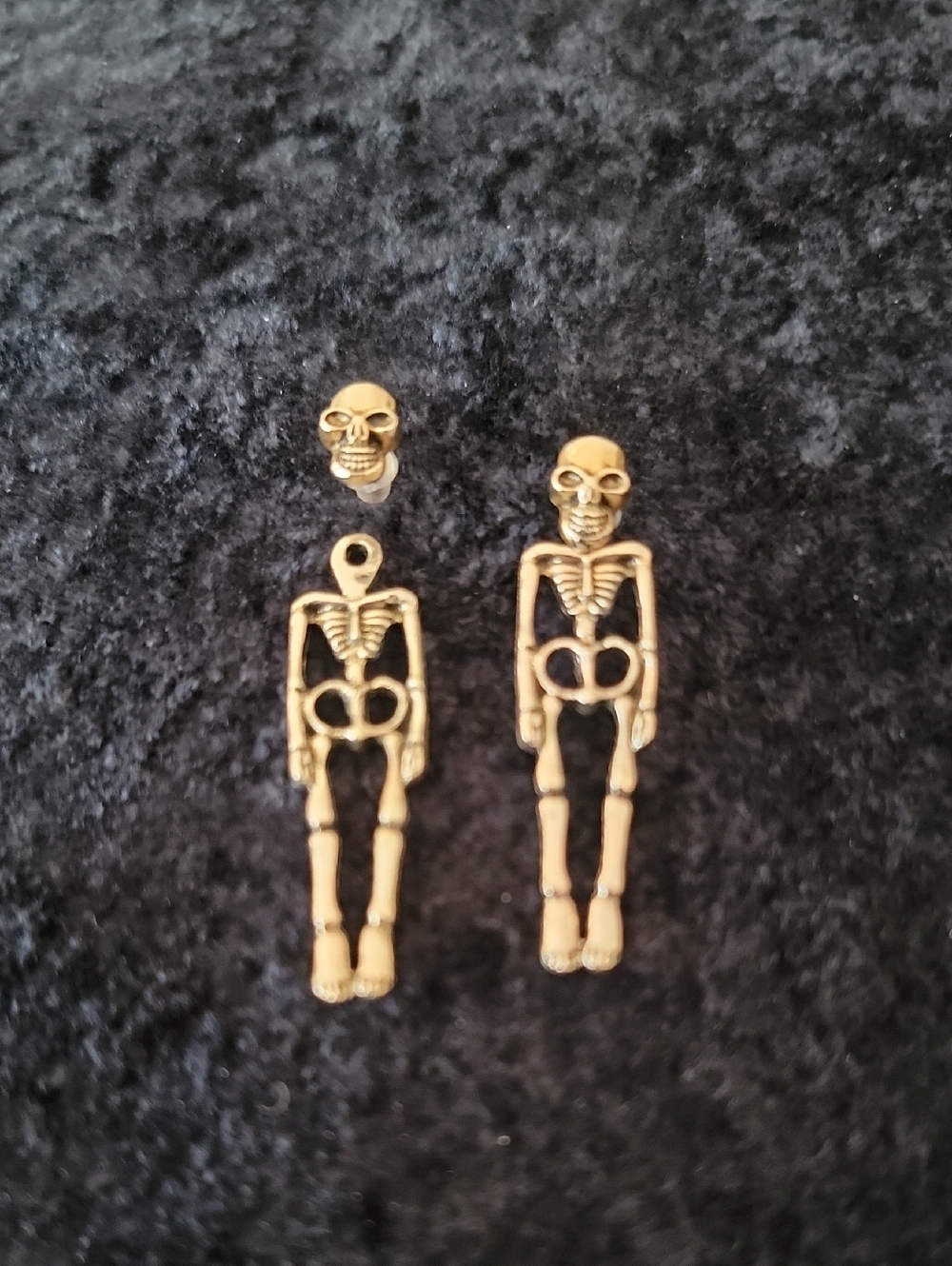 Skeleton Dangle Earrings Silver Tone